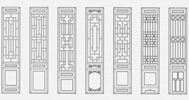 邦溪镇常用中式仿古花窗图案隔断设计图